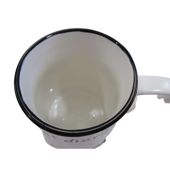 Black and White Cat Under Rain Clouds Pet Diary Mug Unmarked Unsigned EUC - Picture 6 of 13